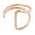 Geometric Open Hammered Cuff Bangle Bracelet In Rose Gold Tone - 20cm L/ Large