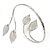 Aged Silver Tone Leaf Floral Upper Arm, Armlet Bracelet - Adjustable - view 3