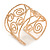 Wide Hammered Twirl Motif Cuff Bracelet In Gold Tone - 18cm Long - view 3
