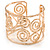 Wide Hammered Twirl Motif Cuff Bracelet In Gold Tone - 18cm Long - view 4