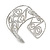 Wide Hammered Twirl Motif Cuff Bracelet In Silver Tone - 18cm Long - view 5
