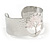 Stunning Pale Pink Semiprecious Stone Tree Of Life Hammered Cuff Bangle Bracelet In Silver Tone - Flex - view 6