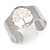 Stunning Pale Pink Semiprecious Stone Tree Of Life Hammered Cuff Bangle Bracelet In Silver Tone - Flex - view 7