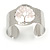 Stunning Pale Pink Semiprecious Stone Tree Of Life Hammered Cuff Bangle Bracelet In Silver Tone - Flex - view 3