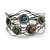 Vintage Inspired Multicoloured Semiprecious Stone Wire Cuff Bracelet/ Bangle - Silver Tone - Adjustable - view 7