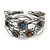 Vintage Inspired Multicoloured Semiprecious Stone Wire Cuff Bracelet/ Bangle - Silver Tone - Adjustable - view 6