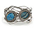 Vintage Inspired Blue Semiprecious Stone Wire Cuff Bracelet/ Bangle - Silver Tone - Adjustable