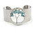Stunning Turquoise Stone Tree Of Life Hammered Cuff Bangle Bracelet In Silver Tone - Flex