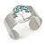 Stunning Turquoise Stone Tree Of Life Hammered Cuff Bangle Bracelet In Silver Tone - Flex - view 4