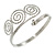 Silver Tone Textured Crystal 'Twirly' Upper Arm Bracelet Armlet - 28cm Long - Adjustable
