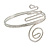 Silver Tone Textured Spiral Upper Arm Bracelet Armlet - view 5