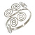 Greek Style Twirl Polished Upper Arm, Armlet Bracelet In Silver Tone - Adjustable