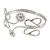 Silver Plated Textured 'Flowers & Twirls' Diamante Upper Arm Bracelet Armlet - Adjustable - view 7