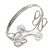 Silver Plated Textured 'Flowers & Twirls' Diamante Upper Arm Bracelet Armlet - Adjustable - view 3