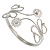 Silver Plated Textured 'Flowers & Twirls' Diamante Upper Arm Bracelet Armlet - Adjustable - view 2