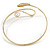 Gold Tone Metal Textured Snake Upper Arm Bracelet Armlet - Adjustable - view 3