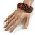 Orange/ Black Wood Bangle Bracelet - Medium - up to 18cm L - view 2