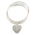 Silver-Tone Crystal Heart Set Of 3 Bangles - 17cm Long