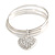 Silver-Tone Crystal Heart Set Of 3 Bangles - 17cm Long - view 3