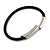 Black Rubberized Magnetic Costume Bracelet In Silver Tone - 20cm Long - view 2