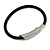 Black Rubberized Magnetic Costume Bracelet In Silver Tone - 20cm Long - view 3