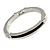 Rhodium Plated Bar with Black Rubber Element Fashion Bangle - 19cm Long - view 2