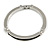 Rhodium Plated Bar with Black Rubber Element Fashion Bangle - 19cm Long - view 3
