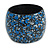 Wide Chunky Wooden Bangle Bracelet in Blue/ White/ Black