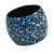 Wide Chunky Wooden Bangle Bracelet in Blue/ White/ Black - view 7