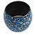 Wide Chunky Wooden Bangle Bracelet in Blue/ White/ Black - view 9