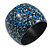 Wide Chunky Wooden Bangle Bracelet in Blue/ White/ Black - view 3