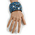 Wide Chunky Wooden Bangle Bracelet in Blue/ White/ Black - view 2