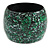 Wide Chunky Wooden Bangle Bracelet in Green/ White/ Black - view 1