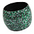 Wide Chunky Wooden Bangle Bracelet in Green/ White/ Black - view 3