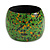 Wide Chunky Wooden Bangle Bracelet in Green/ Gold/ Black - view 6