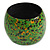 Wide Chunky Wooden Bangle Bracelet in Green/ Gold/ Black - view 7