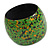 Wide Chunky Wooden Bangle Bracelet in Green/ Gold/ Black - view 8