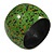 Wide Chunky Wooden Bangle Bracelet in Green/ Gold/ Black - view 3