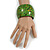 Wide Chunky Wooden Bangle Bracelet in Green/ Gold/ Black - view 2