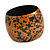 Wide Chunky Wooden Bangle Bracelet in Orange/ Gold/ Black - view 8