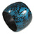 Oversized Chunky Wide Wood Bangle in Teal/ Black - view 7
