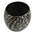 Oversized Chunky Wide Wood Bangle in Black/ Metallic Silver - view 3