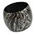 Oversized Chunky Wide Wood Bangle in Black/ Metallic Silver - view 5