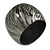 Oversized Chunky Wide Wood Bangle in Black/ Metallic Silver - view 6