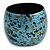 Wide Chunky Wooden Bangle Bracelet in Blue/ Gold/ Black - view 9