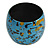 Wide Chunky Wooden Bangle Bracelet in Blue/ Gold/ Black - view 3