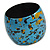 Wide Chunky Wooden Bangle Bracelet in Blue/ Gold/ Black - view 5