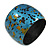 Wide Chunky Wooden Bangle Bracelet in Blue/ Gold/ Black - view 8