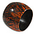 Oversized Chunky Wide Wood Bangle in Orange/ Black - view 3