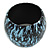 Oversized Chunky Wide Wood Bangle (Light Blue & Black) - Medium Size - view 3
